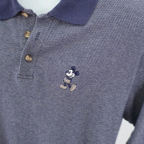 Walt Disney World Knit Blue‎ Polo Shirt Large Mickey Mouse Icon - Picture 2 of 11